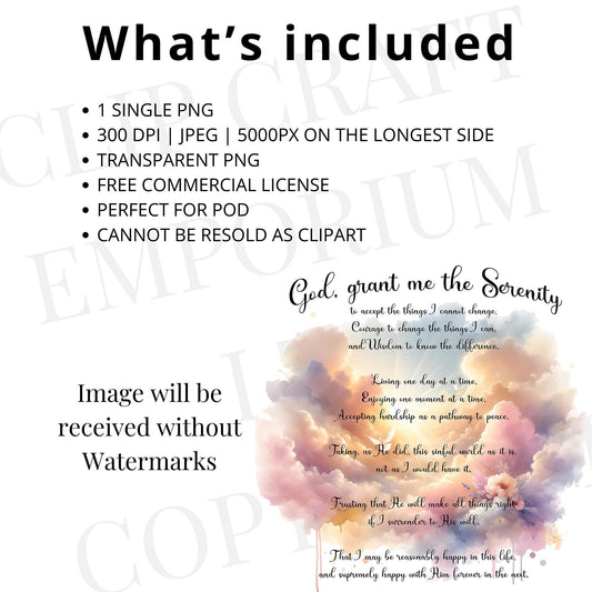 Serenity Prayer Sublimation PNG | Inspirational Christian Design | Faith PNG for Shirts & Mug | God grant me the serenity | Digital Download