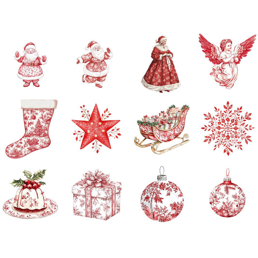 Christmas Red Toile Clipart