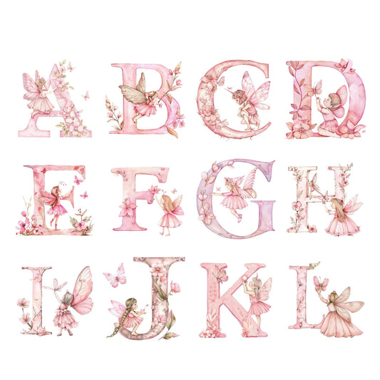 Pink Fairy Alphabet Clipart