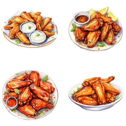 Watercolor Chicken Wings Clipart