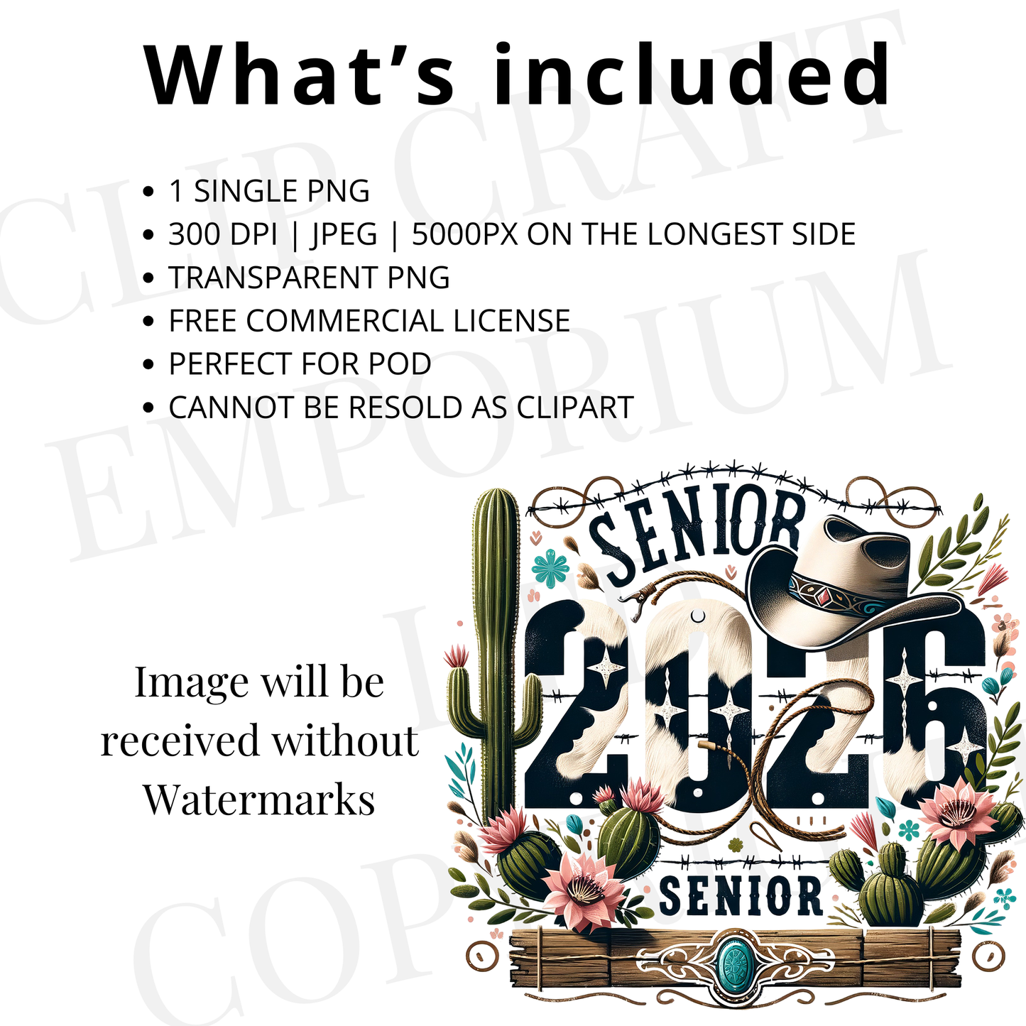 Senior 2026 Western PNG | Graduation Sublimation Design