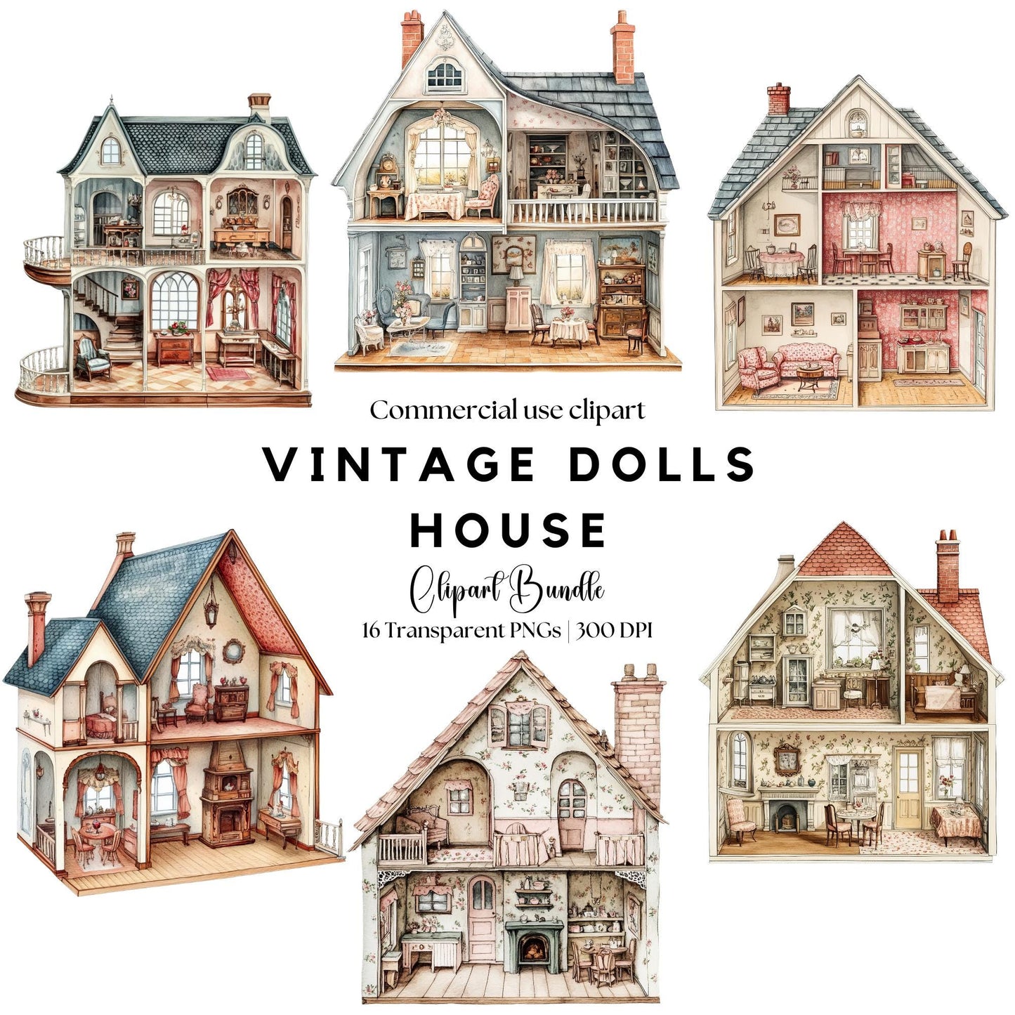 Vintage Dolls House Clipart