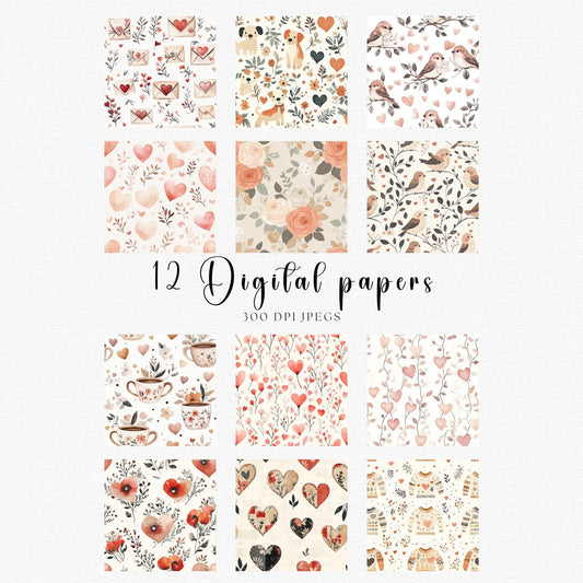 Boho Hearts Seamless Pattern