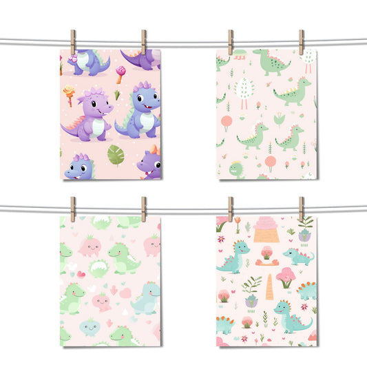 Girly Dinosaur Digital Papers | Printable Paper