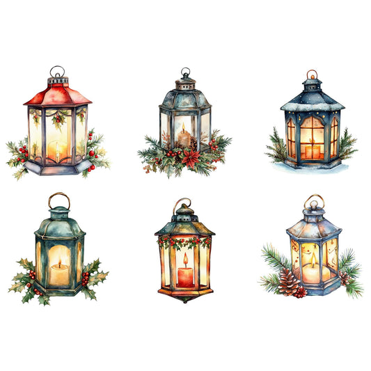 Watercolor Christmas Lantern Clipart