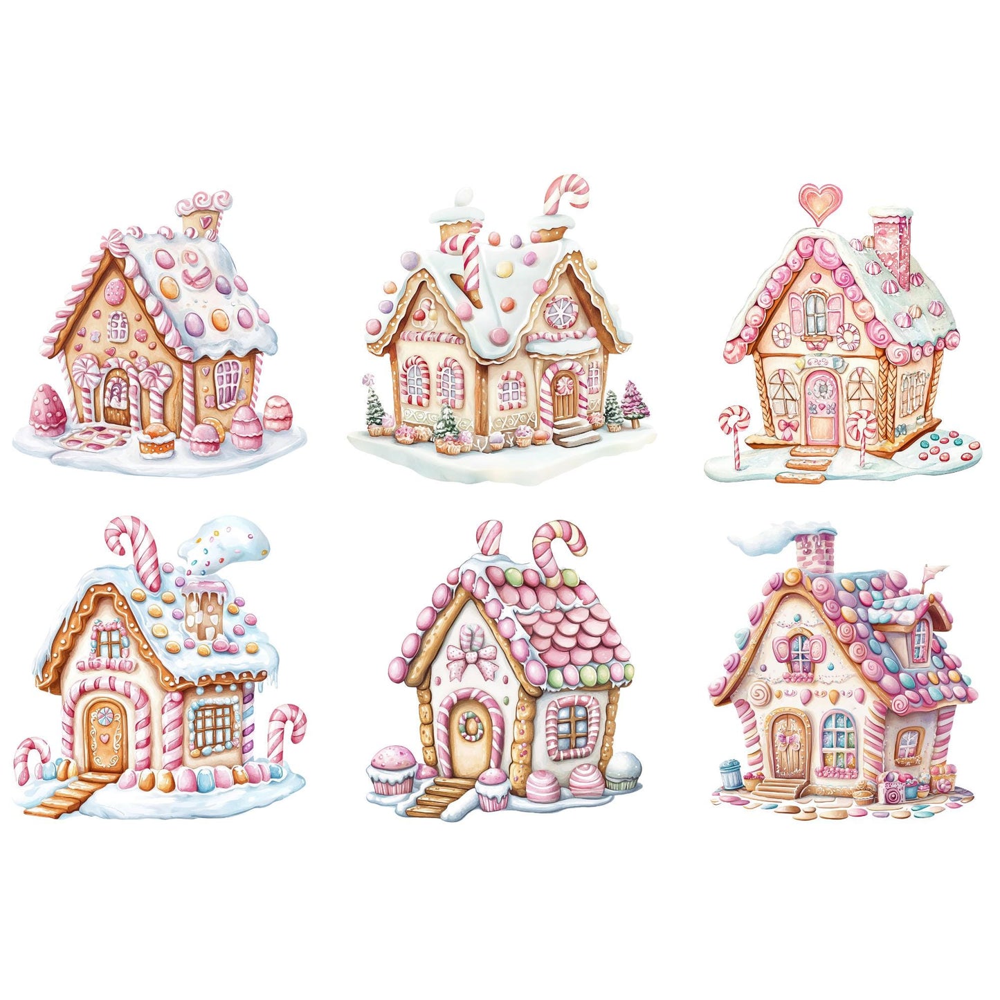Watercolor Pastel Gingerbread house clipart