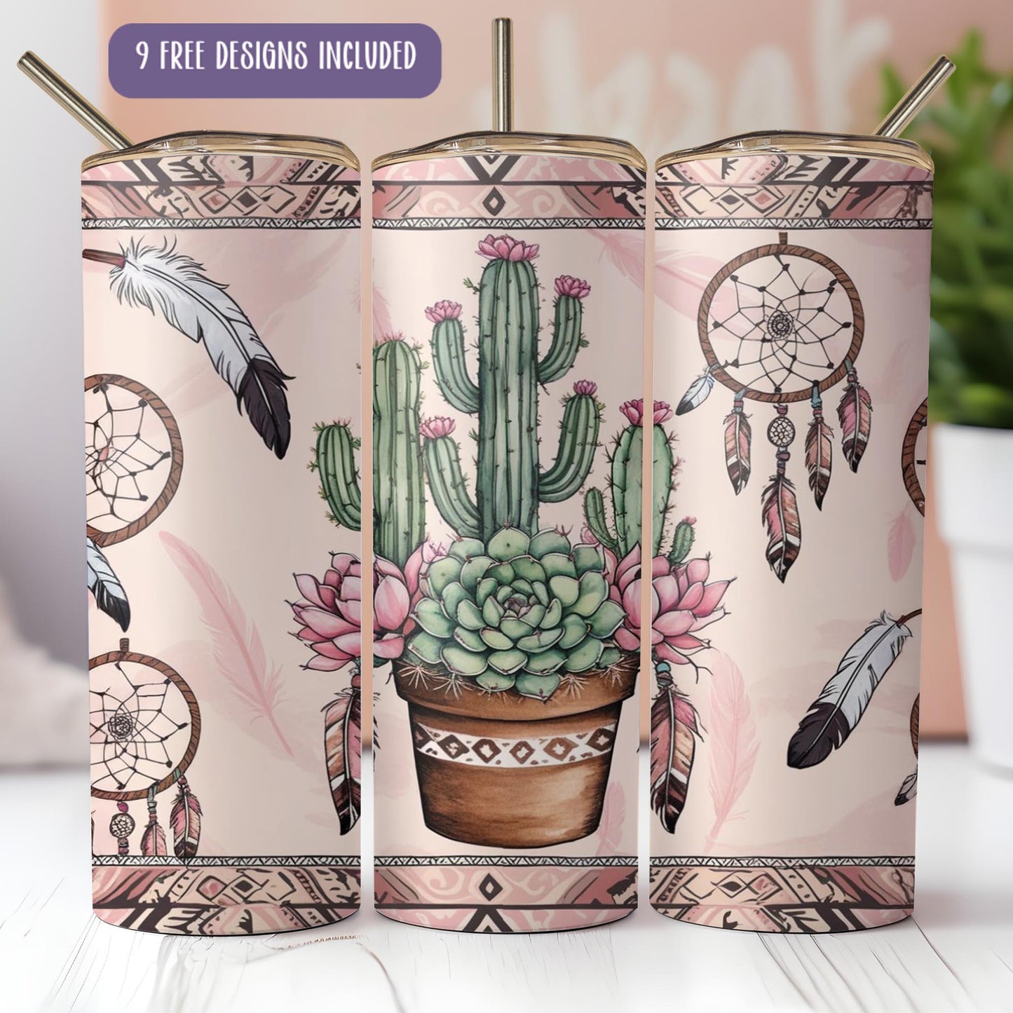 a couple of cups with a cactus in it