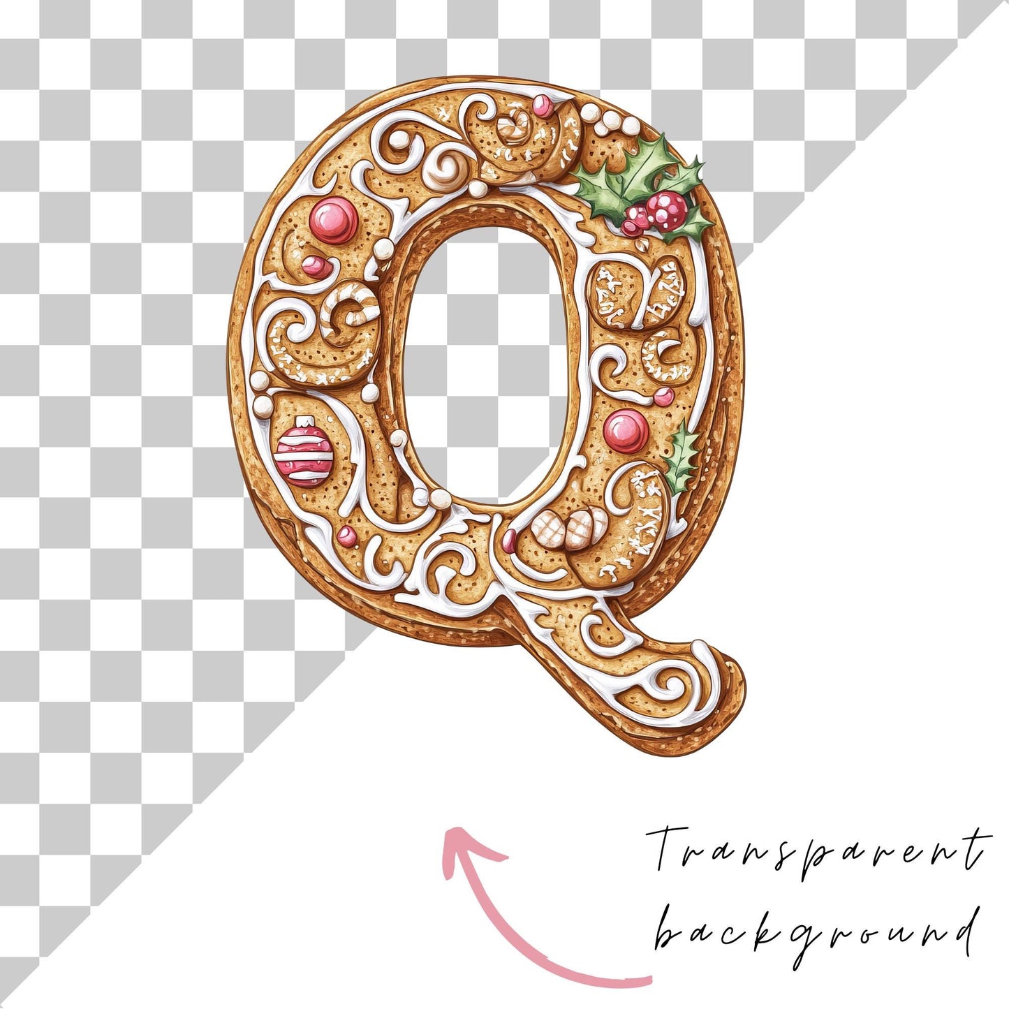 Christmas Gingerbread Alphabet Clipart