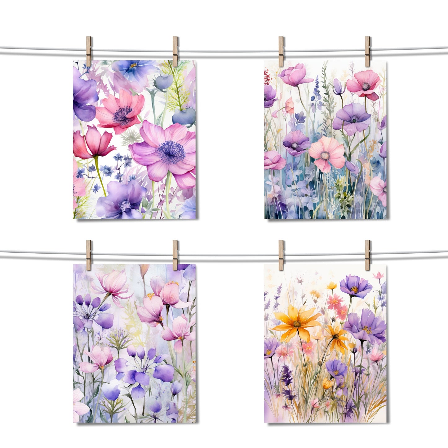 Watercolor Wildflowers Digital Papers