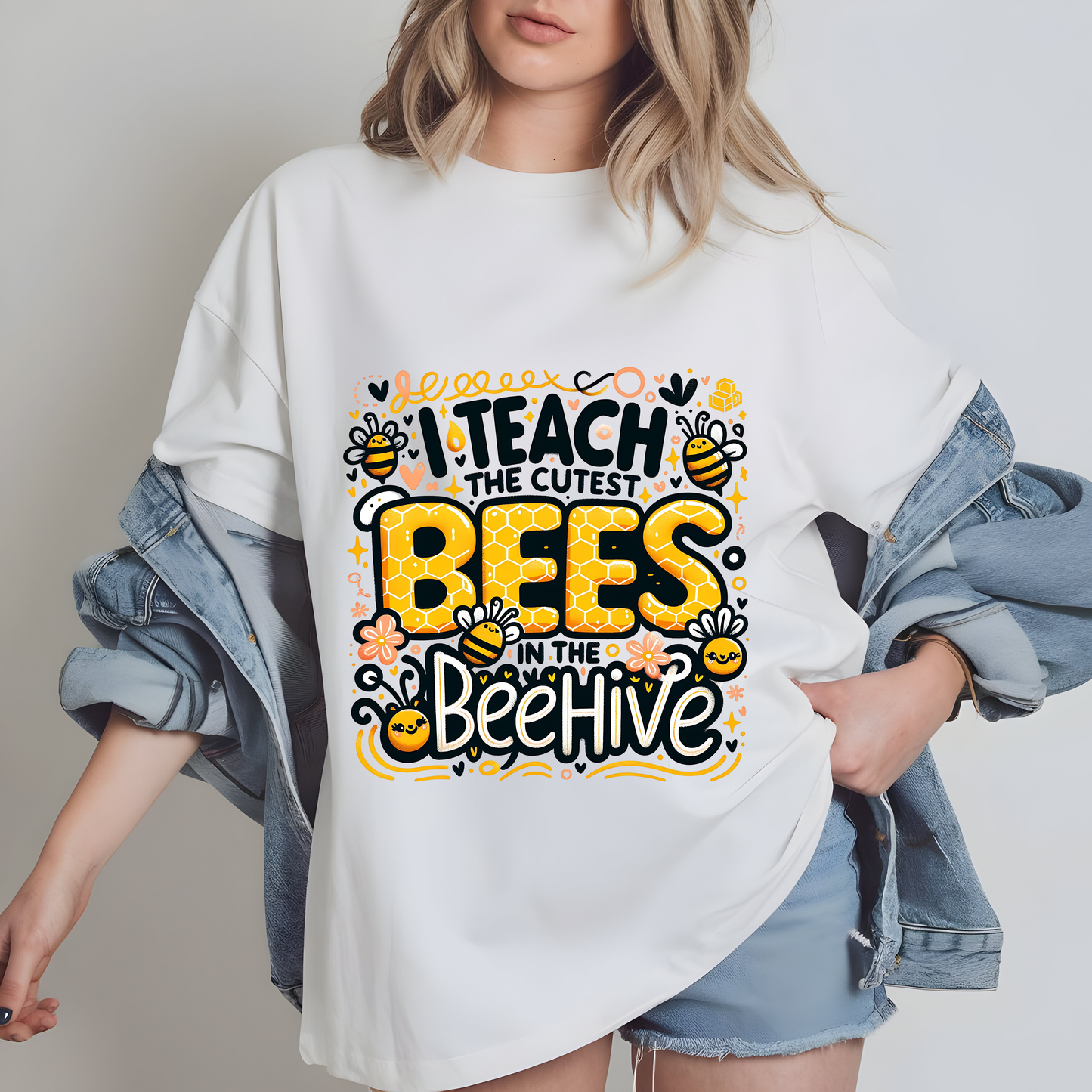 I Teach The Cutest Bees PNG – Back to School Teacher Sublimation Design