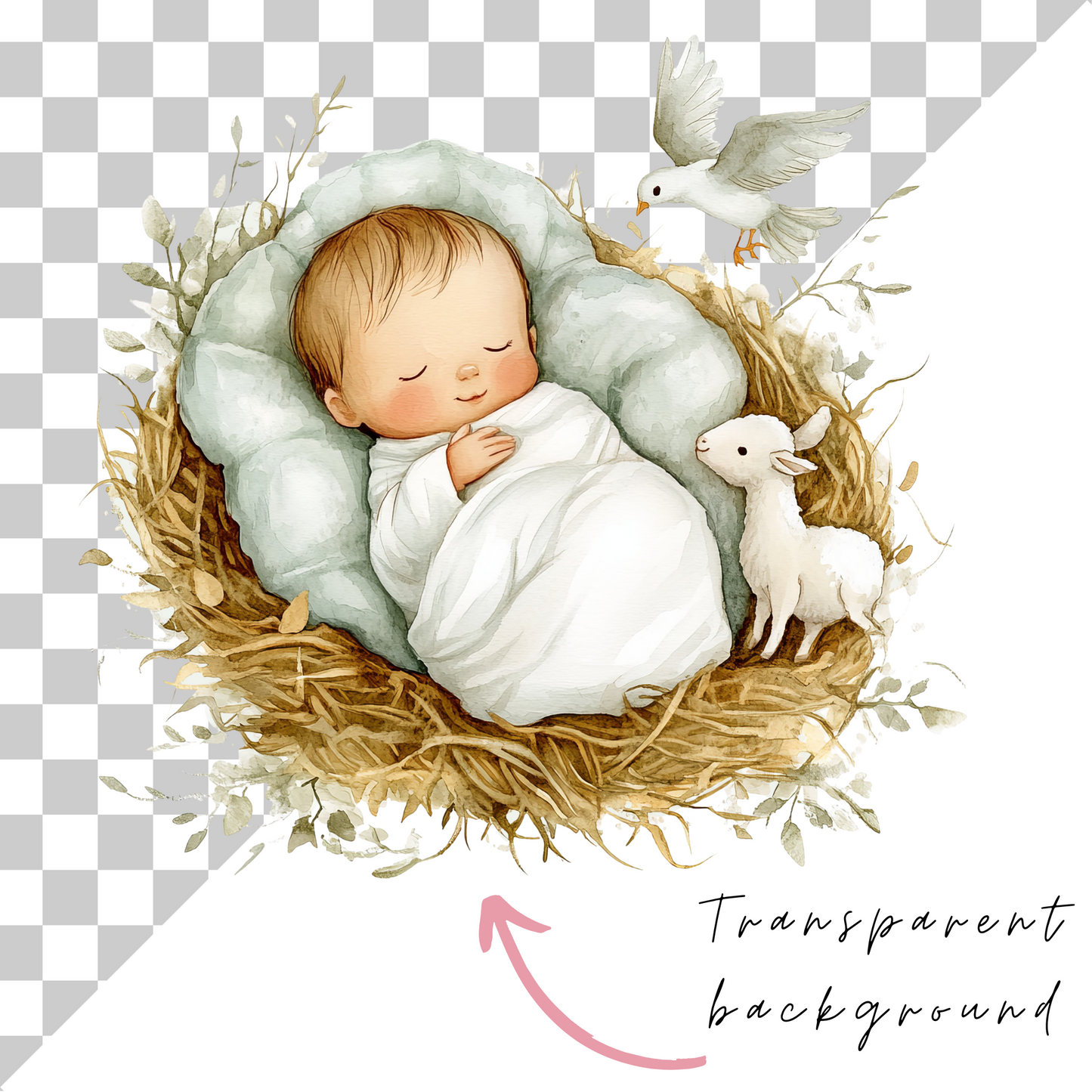 Nativity Scene Clipart PNG | Watercolor Christmas Nativity