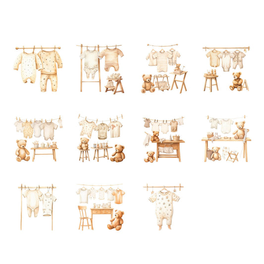 Watercolor Baby Clothes Line - Neutral