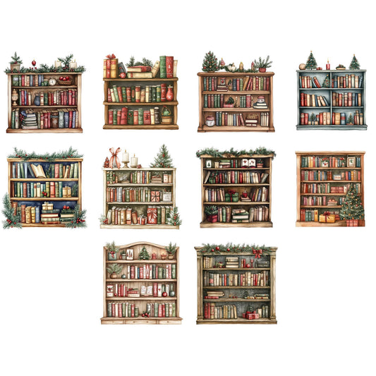 Christmas Bookshelf Clipart