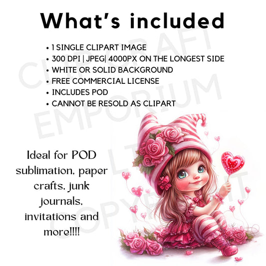 Pink Valentines Gnome Clipart