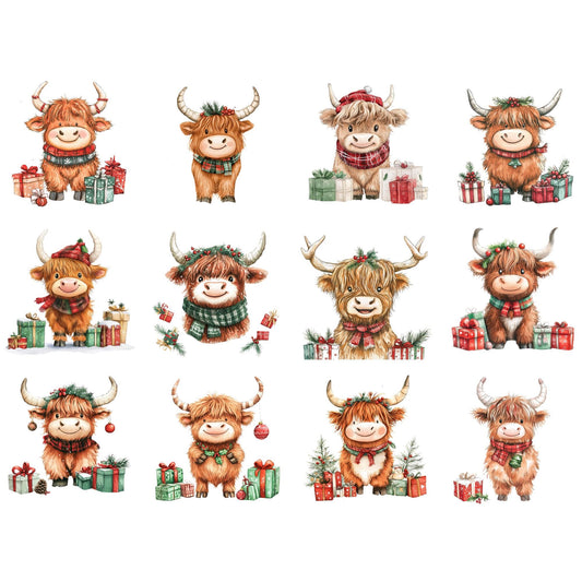 Christmas Highland Cow Clipart