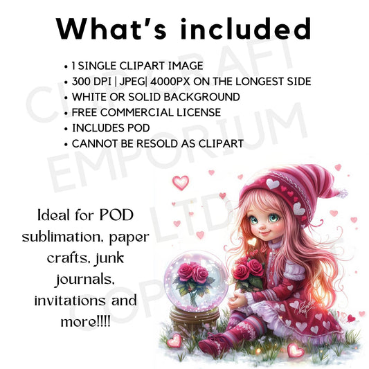 Pink Valentines Gnome Clipart