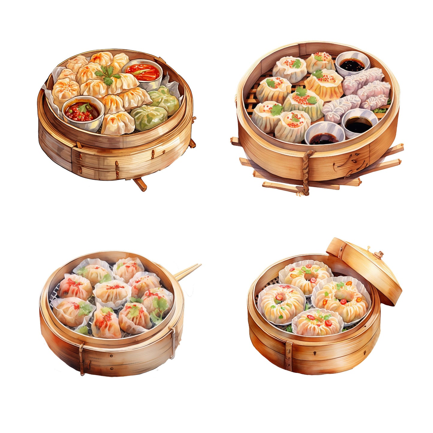 Watercolor Dimsum Clipart