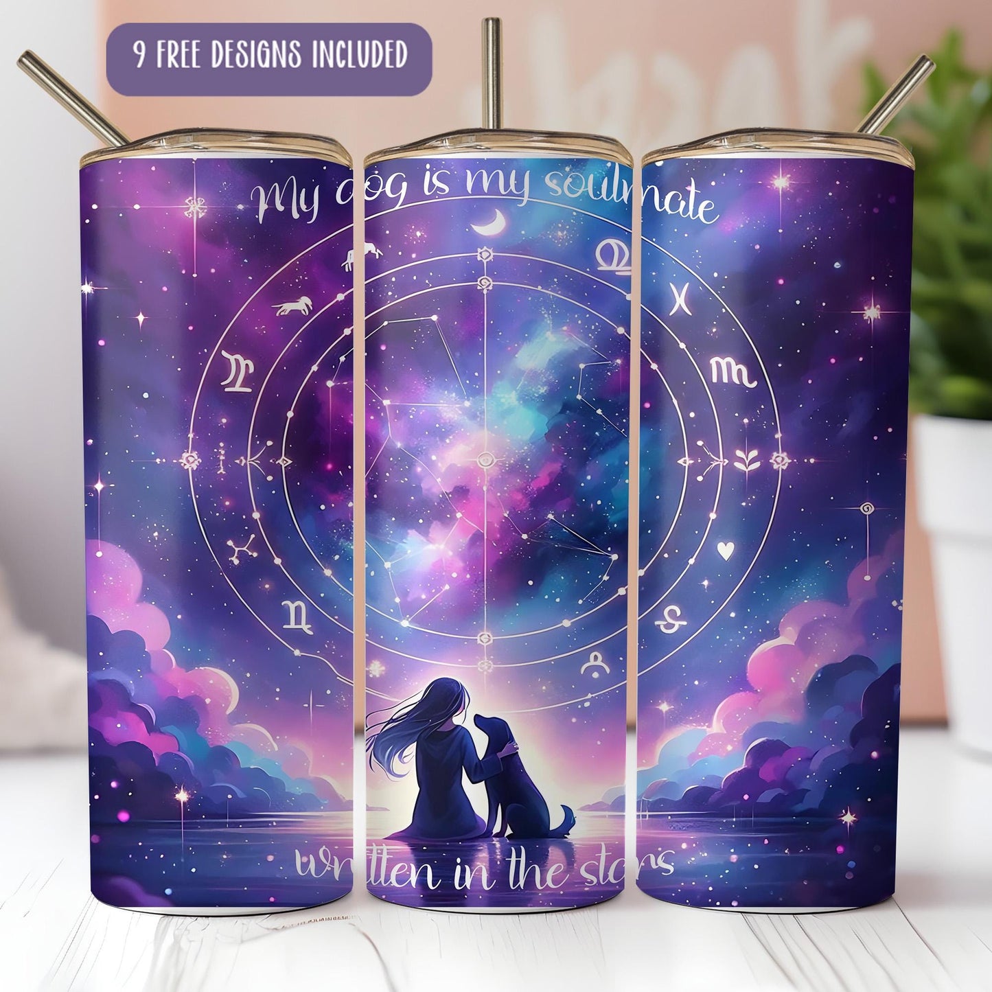 a couple kissing in front of a purple sky with stars