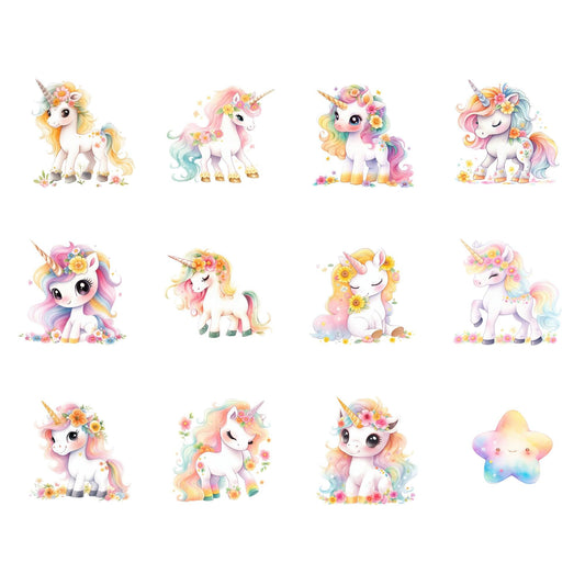Watercolor Cute Pastel Unicorn Clipart