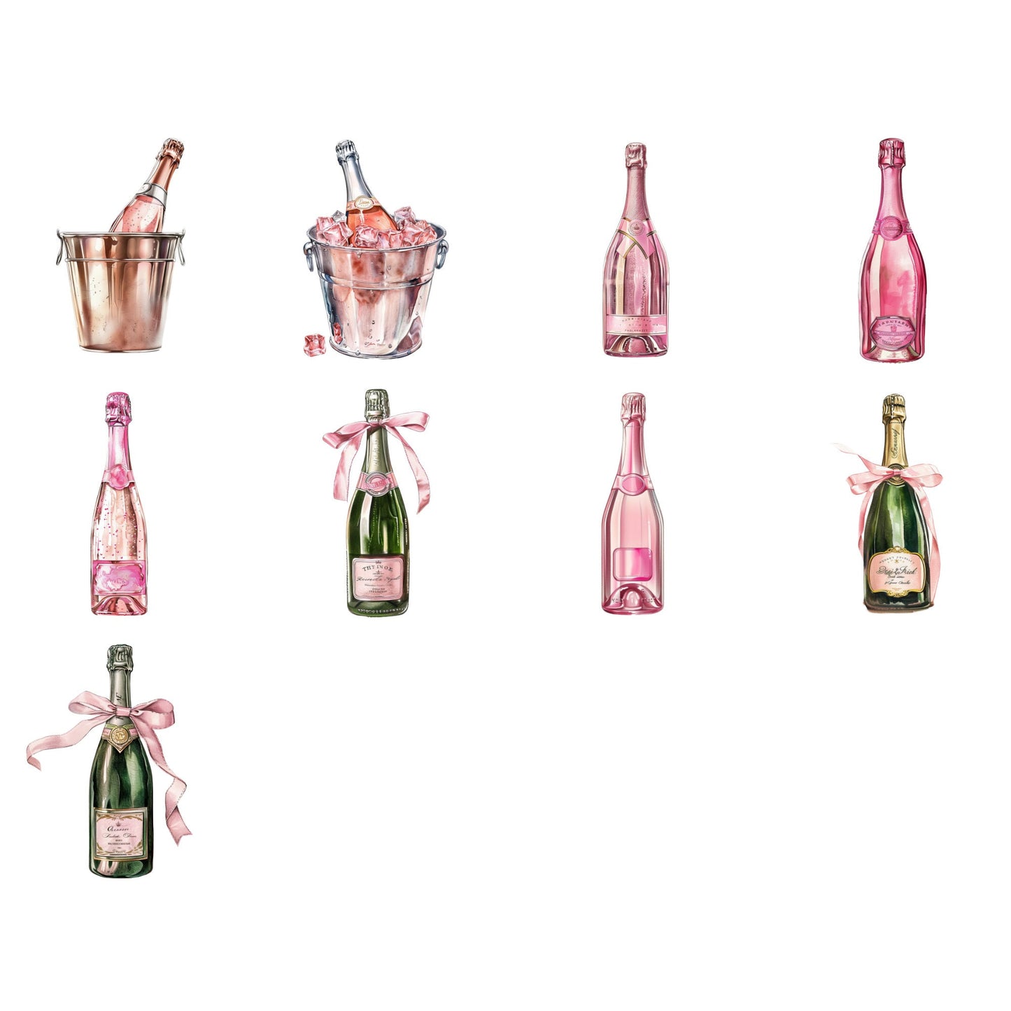 Watercolor Pink Champagne Clipart