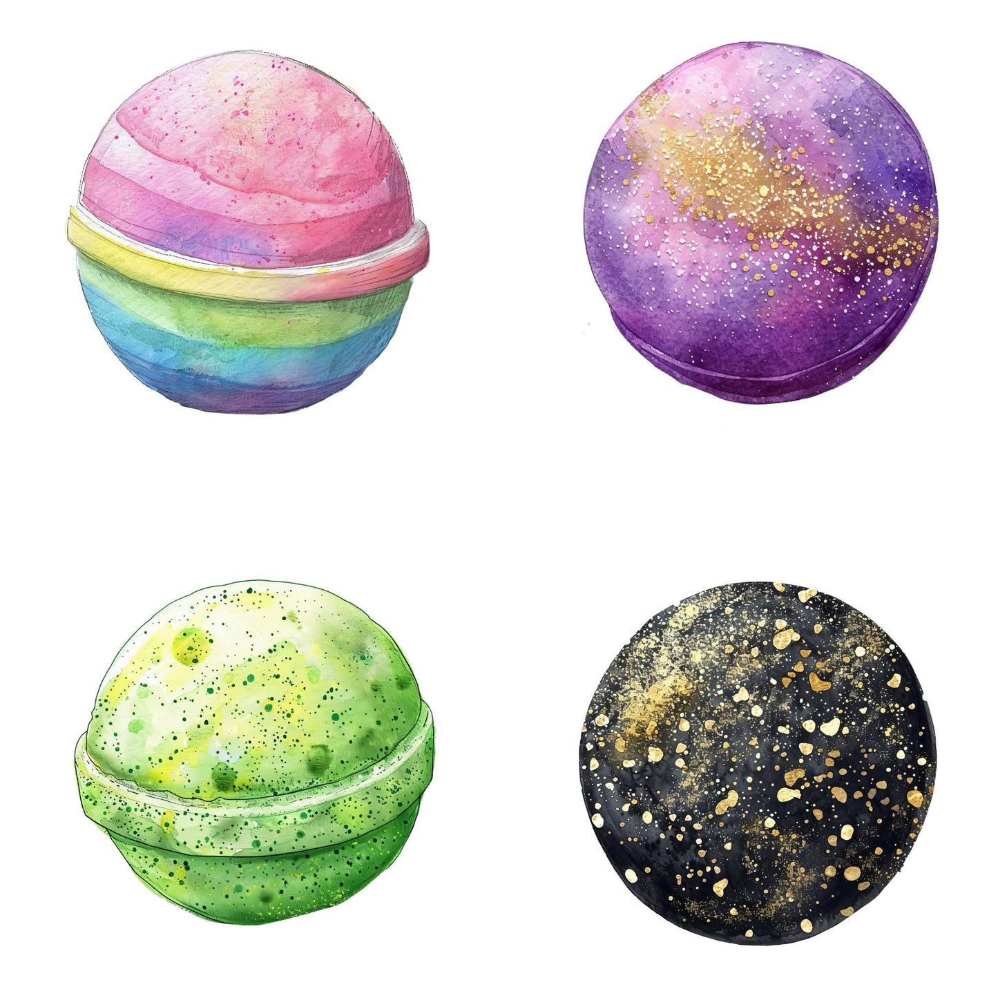 Watercolor Bath Bomb Clipart