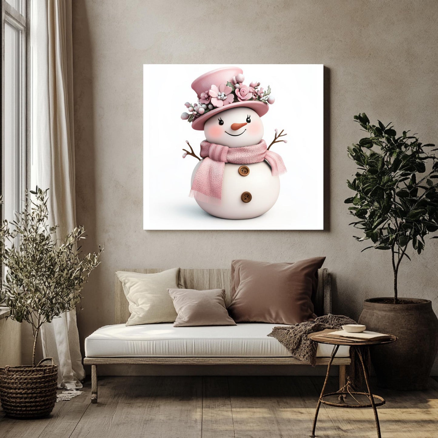 15 Pink Snowmen Clipart