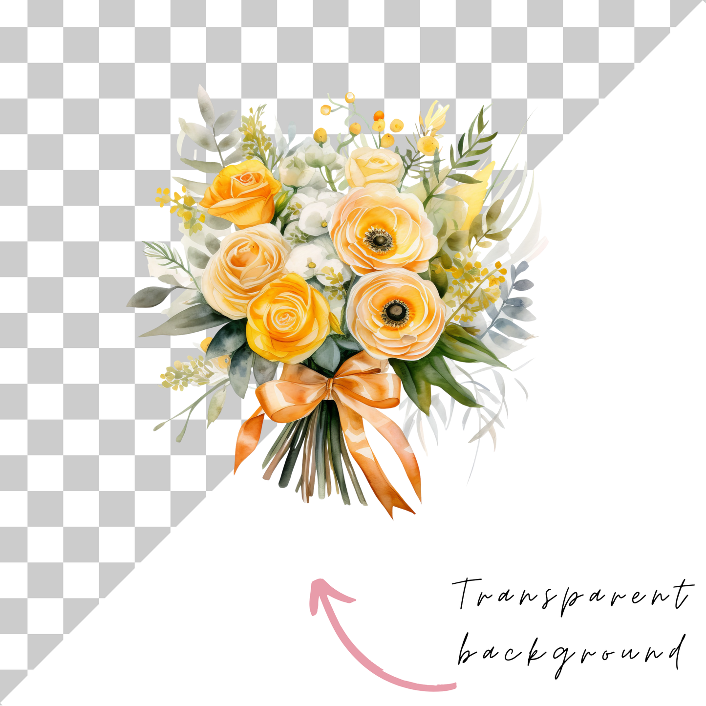 a bouquet of flowers on a checkered background