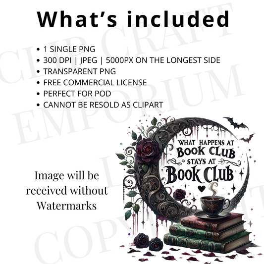 What Happens in Book Club PNG – Funny Romance Book Lover Sublimation Design