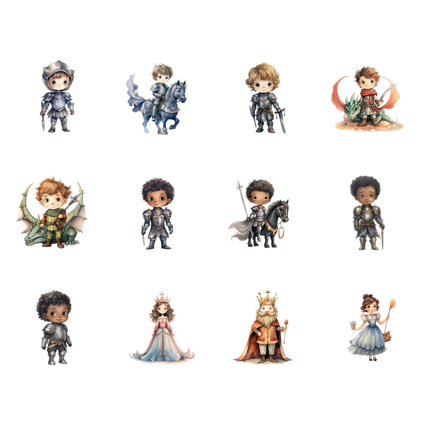 Fairytale Knights and Princess Clipart
