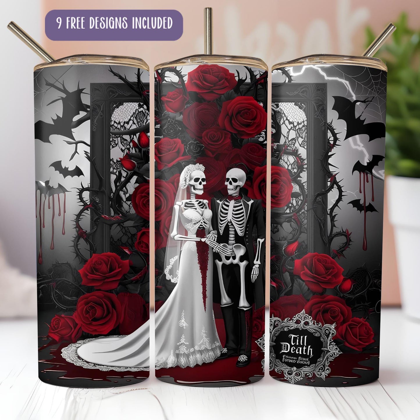 a couple dressed up as a skeleton and bride