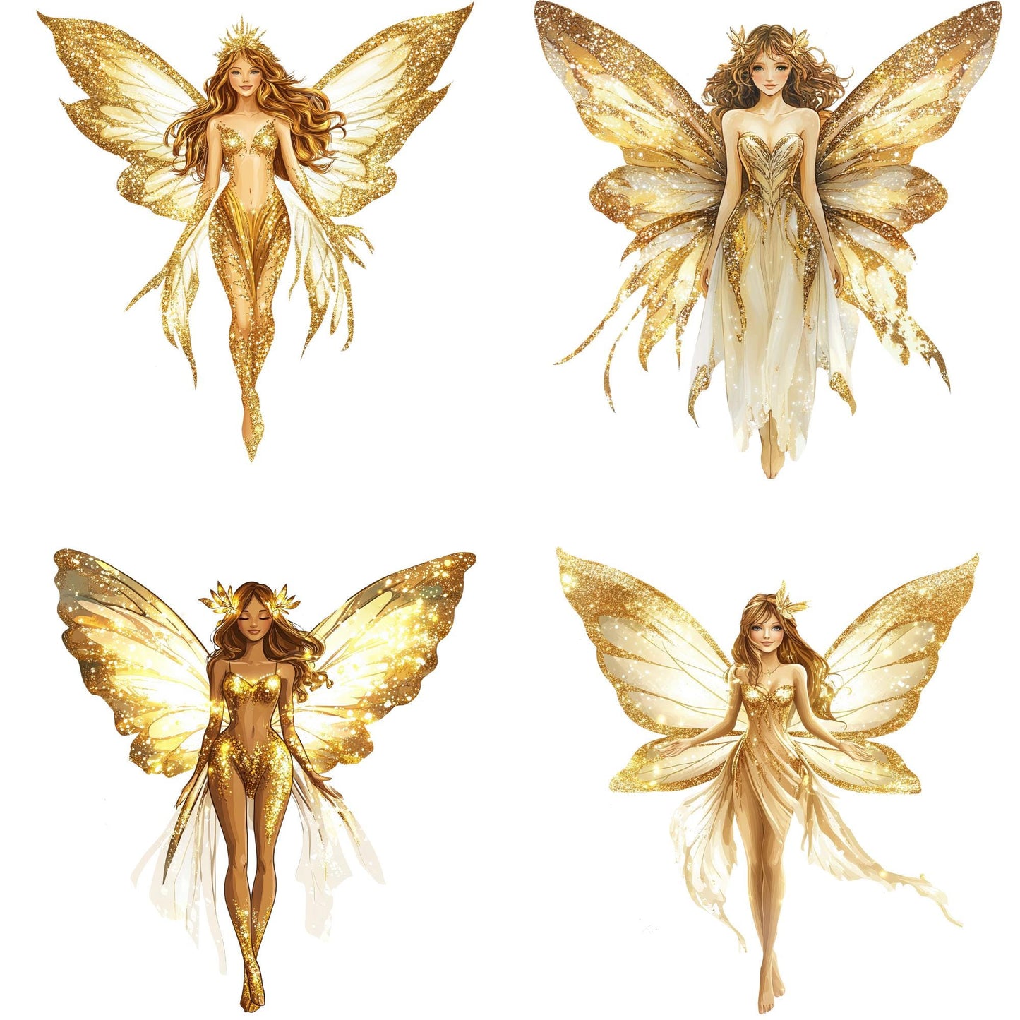 Fairies with Gold Wings Clipart