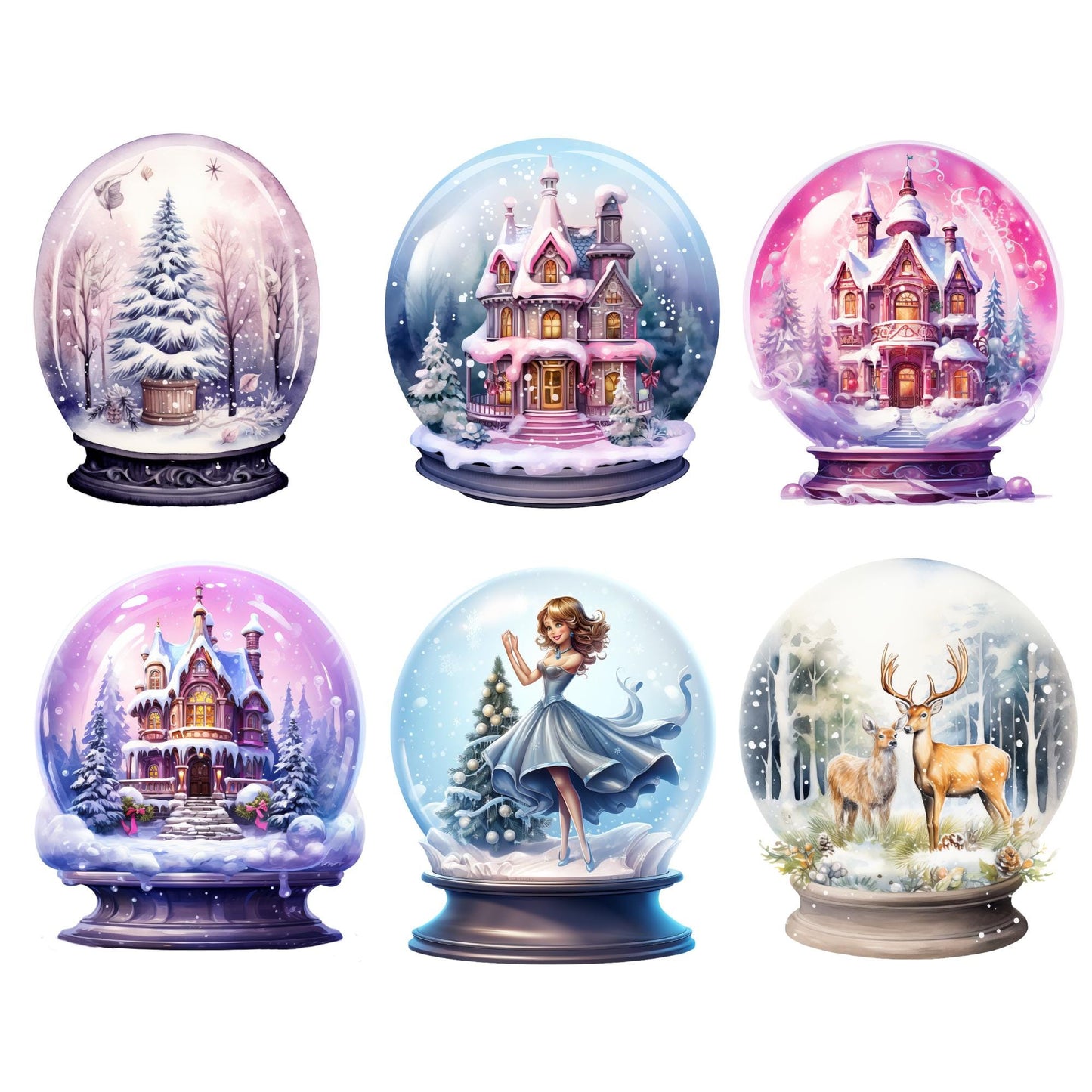 Watercolor Christmas Snowglobe Clipart