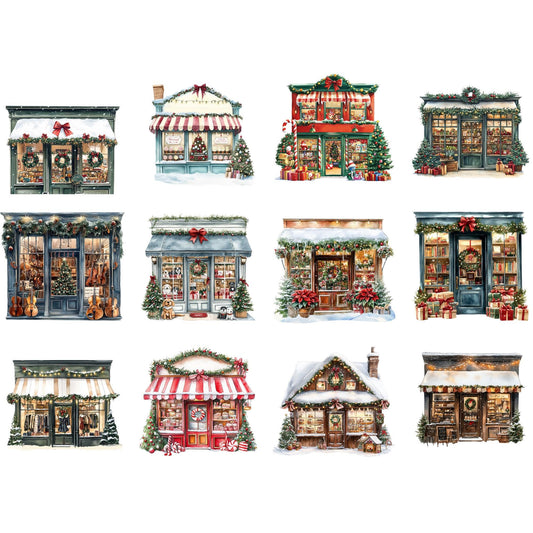 Christmas Storefronts Clipart