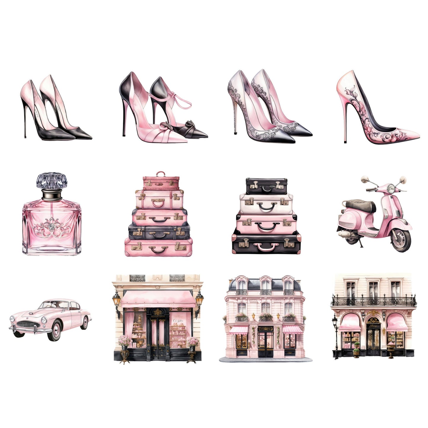 Watercolor J'adore Paris Clipart
