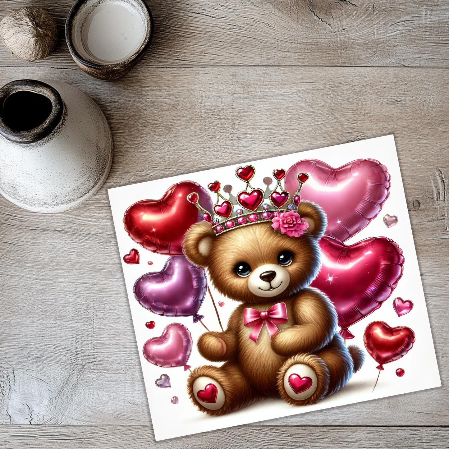 a picture of a teddy bear wearing a tiara