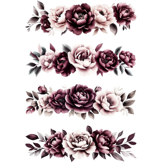 Clipart floral en acuarela de color rosa intenso