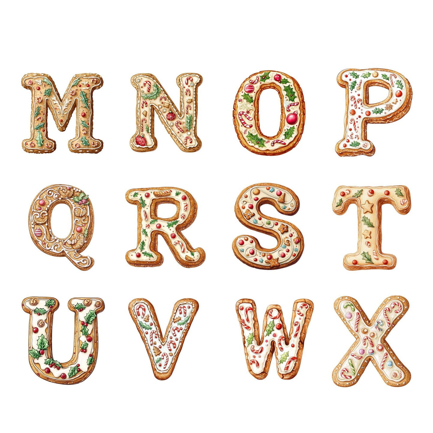 Christmas Gingerbread Alphabet Clipart