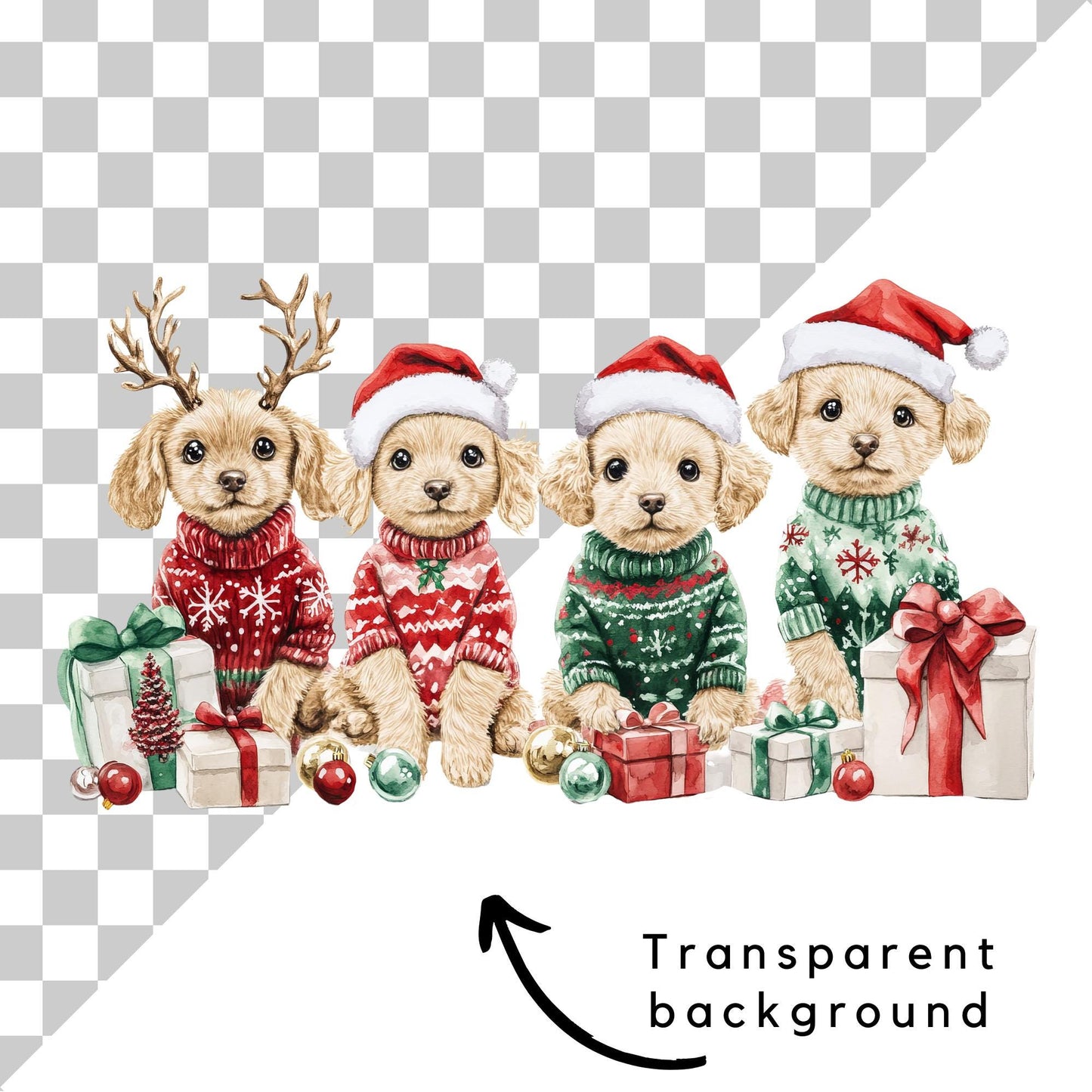 Christmas Goldendoodle clipart