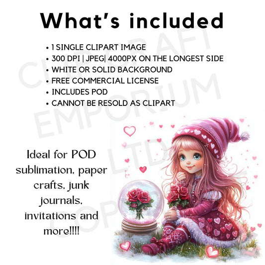Pink Valentines Gnome Clipart