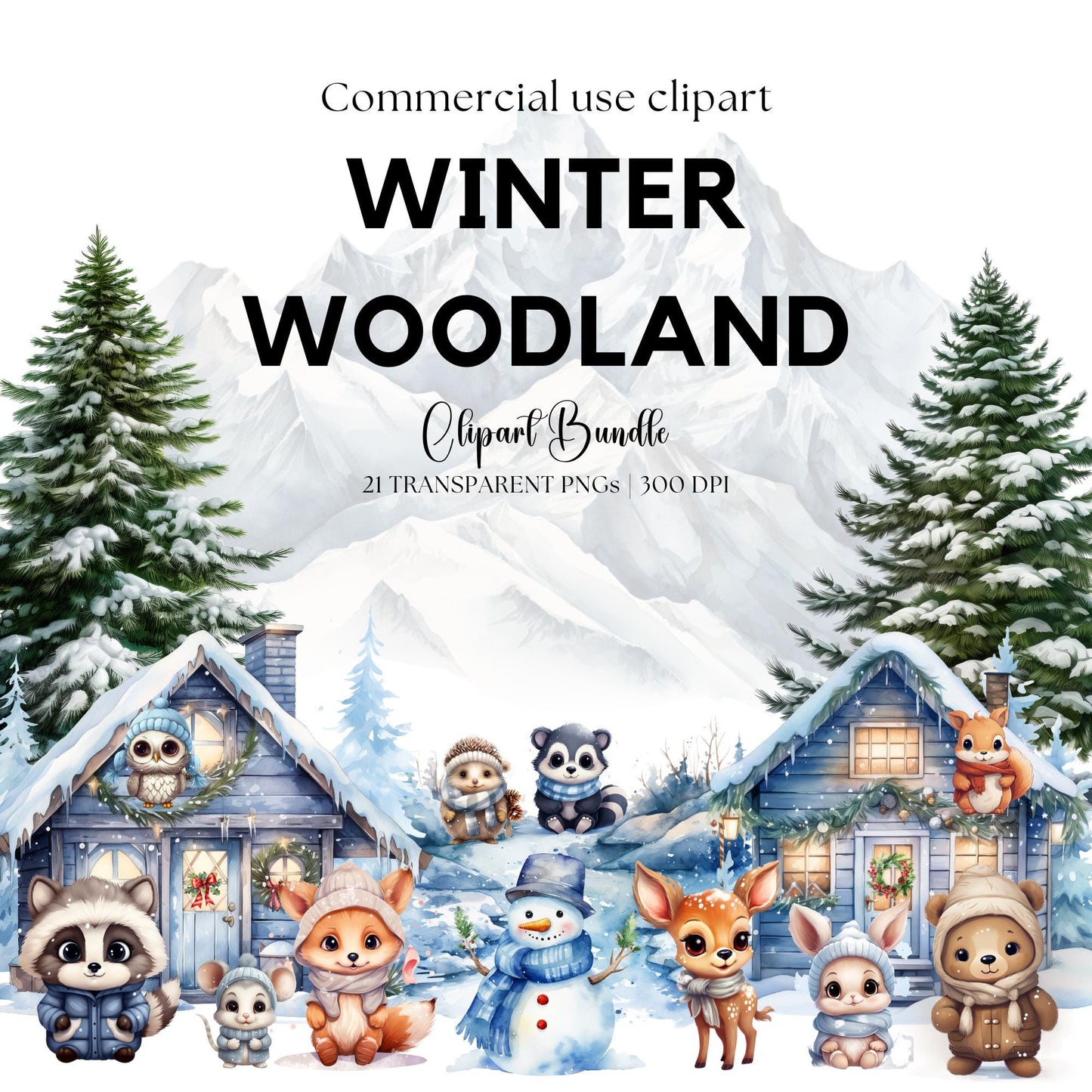 Winter Woodland animals Clipart