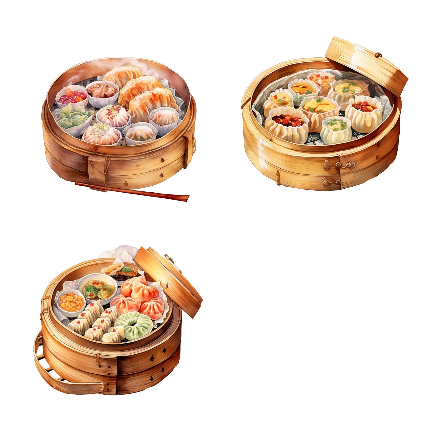 Watercolor Dimsum Clipart