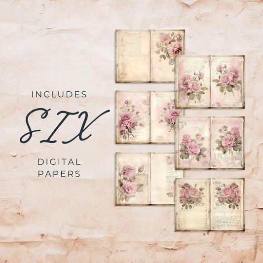 Pink Rose Junk Journal Pages