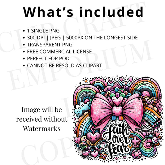 Faith over fear pink bow png