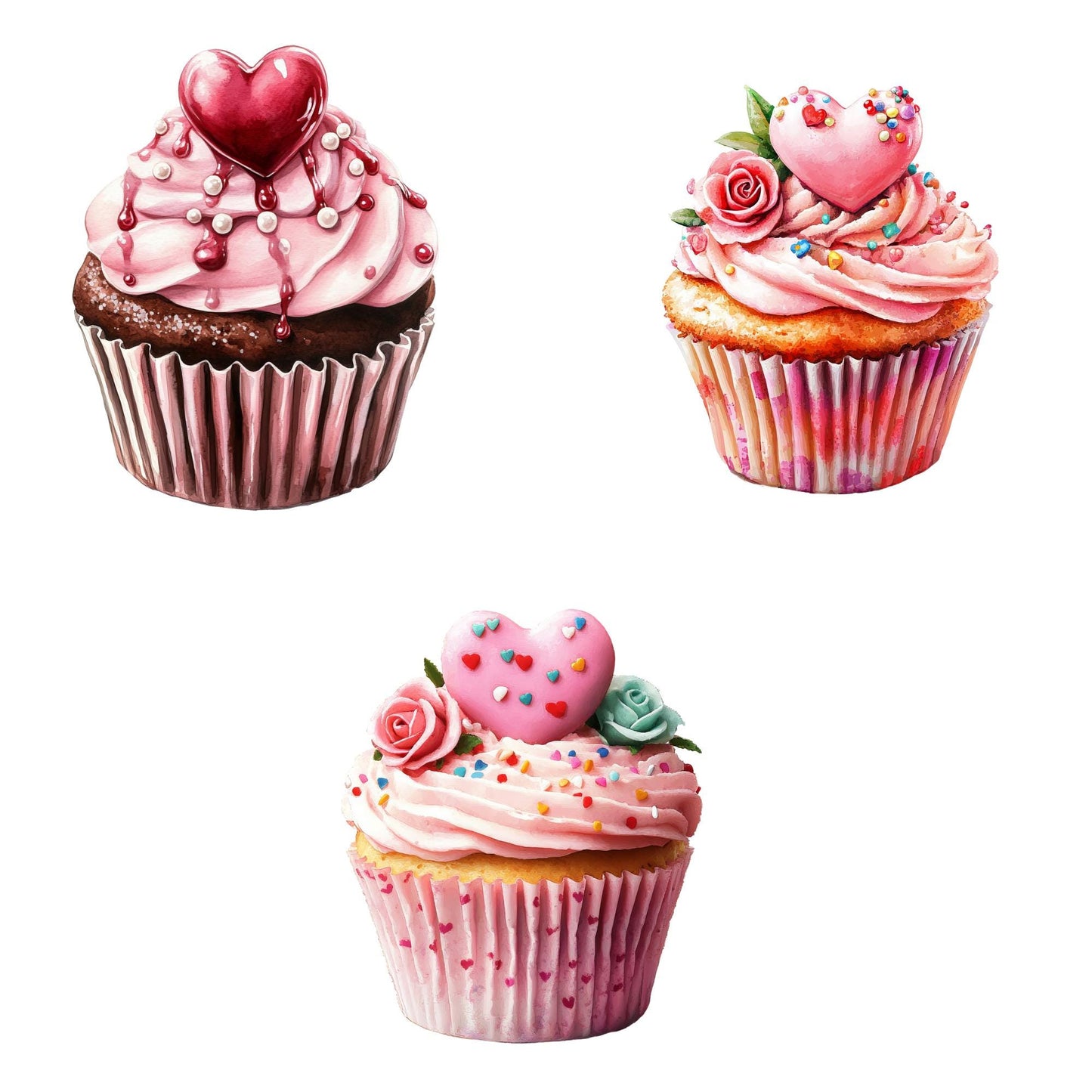 Pink Valentines Cupcake Clipart