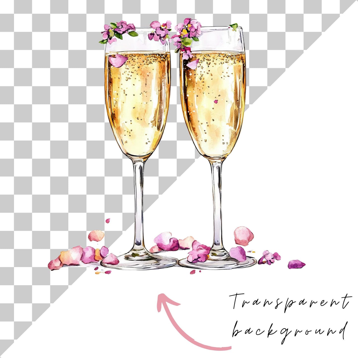Petals and Prosecco Clipart