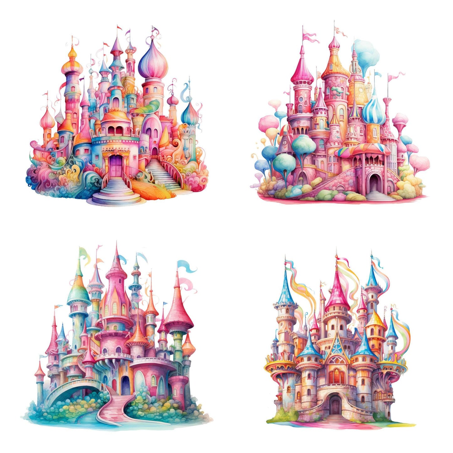 Watercolor Candyland Castle Clipart