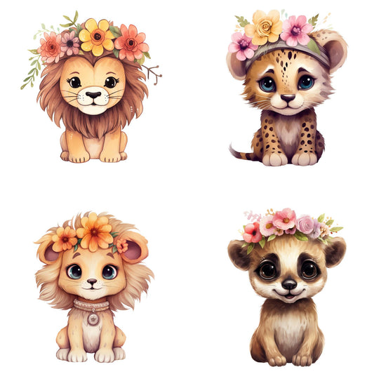 Watercolor Boho Safari Animal Clipart