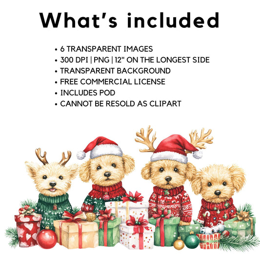 Christmas Goldendoodle clipart