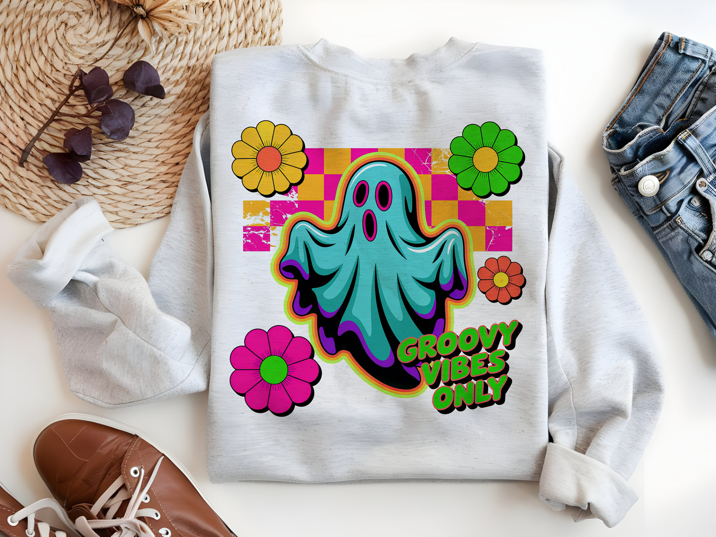 Trendy Neon Retro Ghost Halloween PNG | Cute Boujee Boo Design