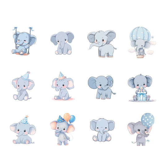 Cute Blue Elephant Clipart